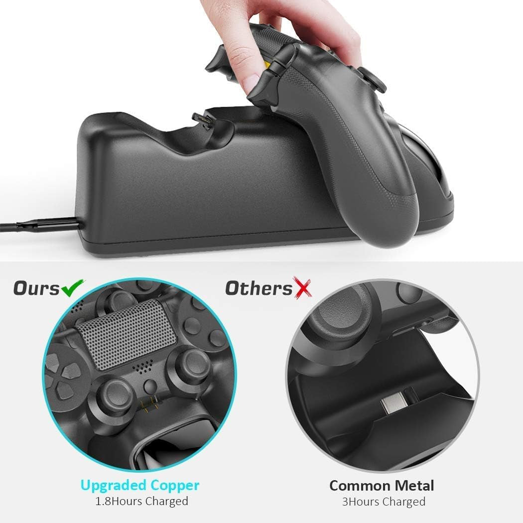 PS4 Controller Charger Dock Station, 1.8Hrs PS4 Controller Charging Dock, Charging Station Replacement for Playstation 4 Dualshock 4 Charger
