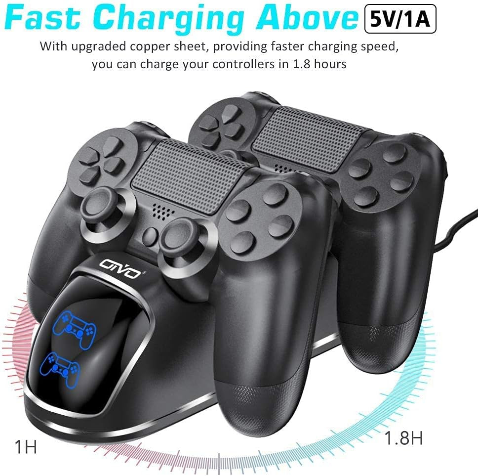 PS4 Controller Charger Dock Station, 1.8Hrs PS4 Controller Charging Dock, Charging Station Replacement for Playstation 4 Dualshock 4 Charger