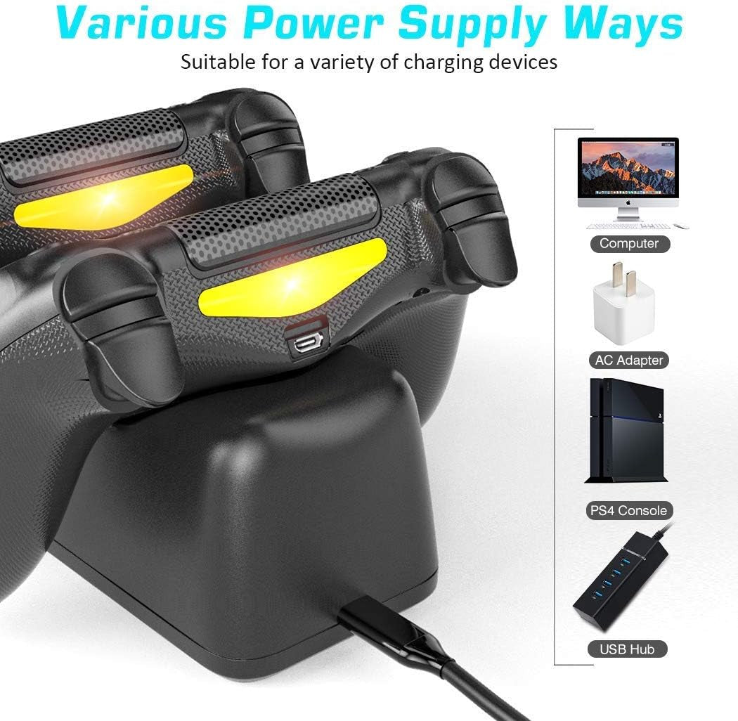 PS4 Controller Charger Dock Station, 1.8Hrs PS4 Controller Charging Dock, Charging Station Replacement for Playstation 4 Dualshock 4 Charger
