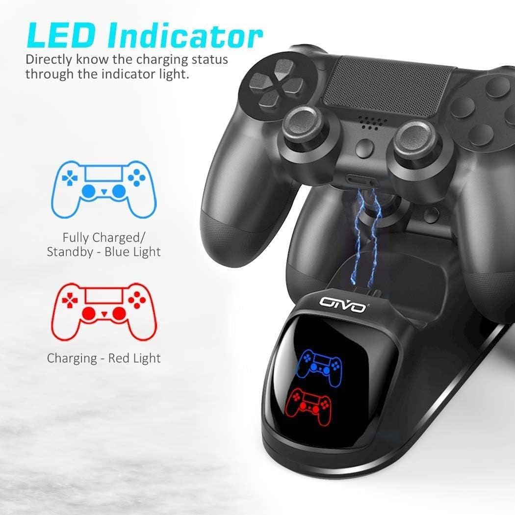 PS4 Controller Charger Dock Station, 1.8Hrs PS4 Controller Charging Dock, Charging Station Replacement for Playstation 4 Dualshock 4 Charger